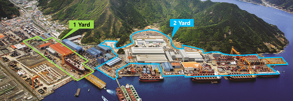 HSG성동조선 야드를 하늘에서 바라본 사진입니다.